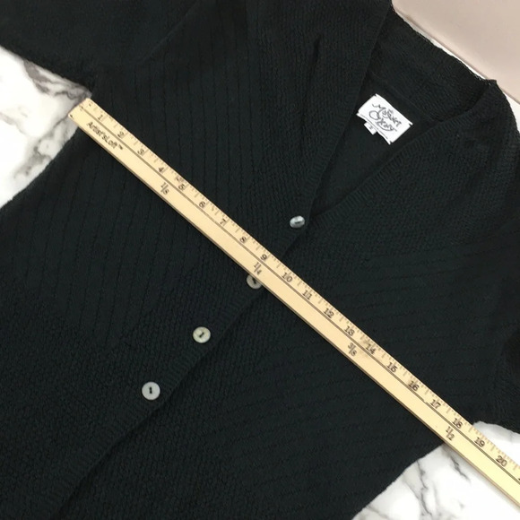 Margaret O Leary Cardigan Womens 2 Green Knit‎ Wool Sweater V Neck Vintage - Picture 13 of 15